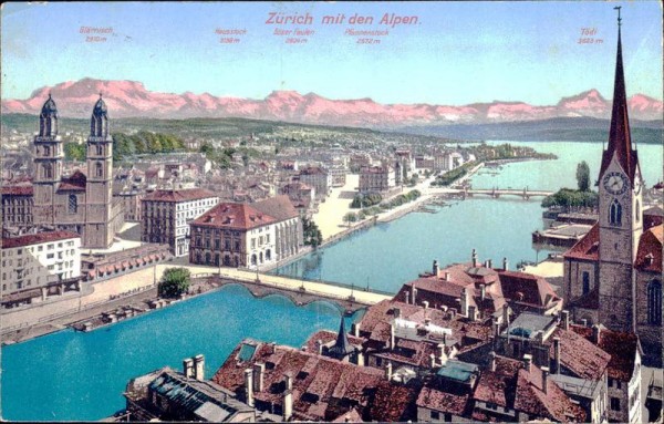 Zürich mit den Alpen Vorderseite