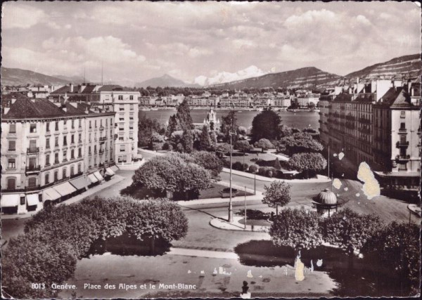 Genéve - Place des Alpes et le Mont-Blanc