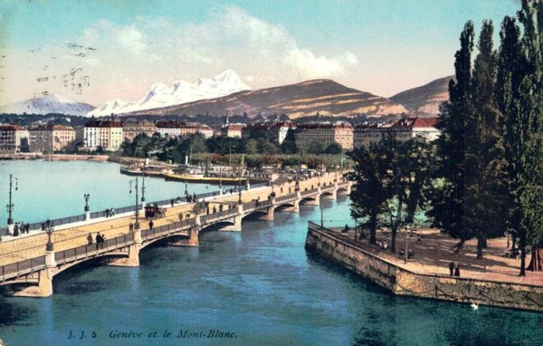 Genève - Ile J.J. Rousseau et Mont Blanc. 1913 Vorderseite