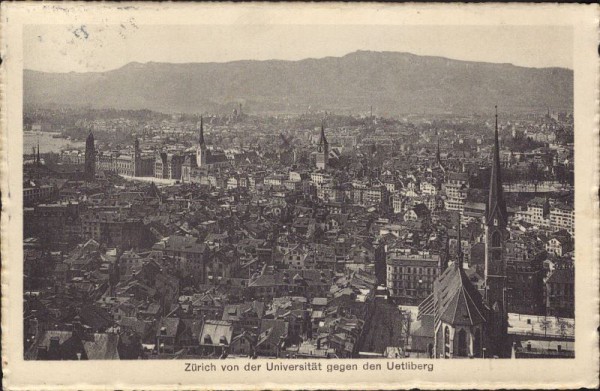 Zürich von der Universität gegen den Uetliberg