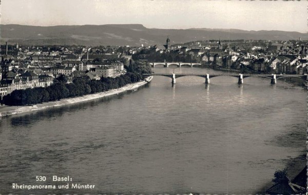 Basel. Rheinpanorama mit Münster. 1942 Vorderseite