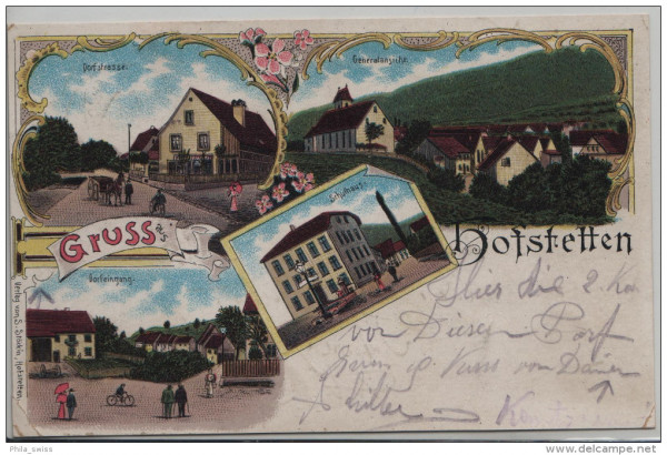 Hofstetten, Gruss aus (SO) Generalansicht, Dorfeingang, Dorfstrasse, Schulhaus