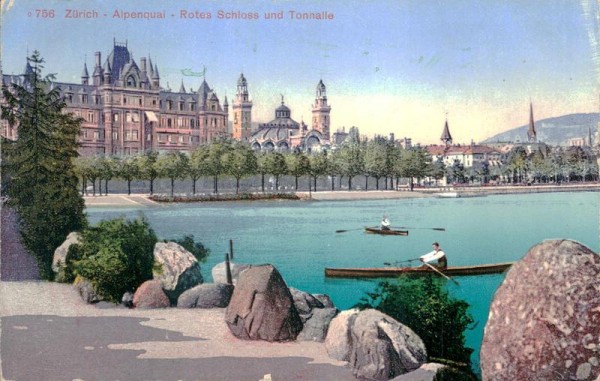 Zürich, Rotes Schloss und Tonhalle Vorderseite