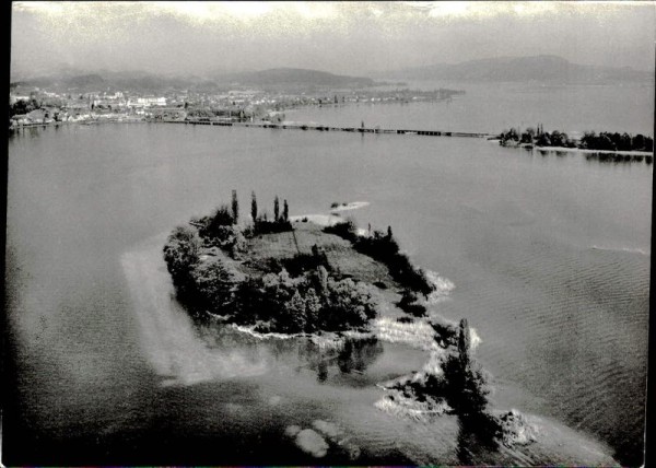 Insel Lützelau im Zürichsee, Flugaufnahme Vorderseite