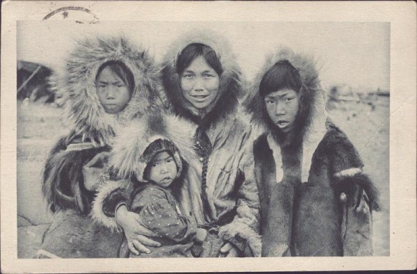 Eskimos bei Détroit de Behring, Alaska Vorderseite