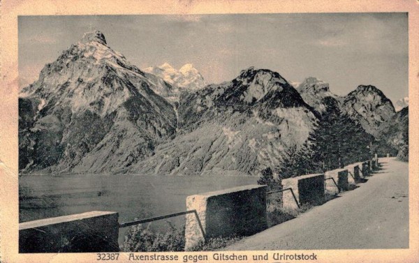 Axenstrasse gegen Gitschen und Urirotstock. 1927 Vorderseite