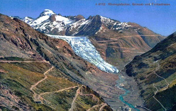 Rhonegletscher, Grimsel- und Furkastrasse  Vorderseite