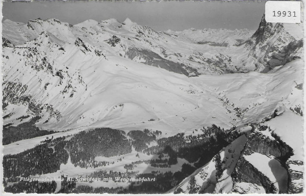 Fliegeraufnahme Kleine Scheidegg mit Wengenabfahrt