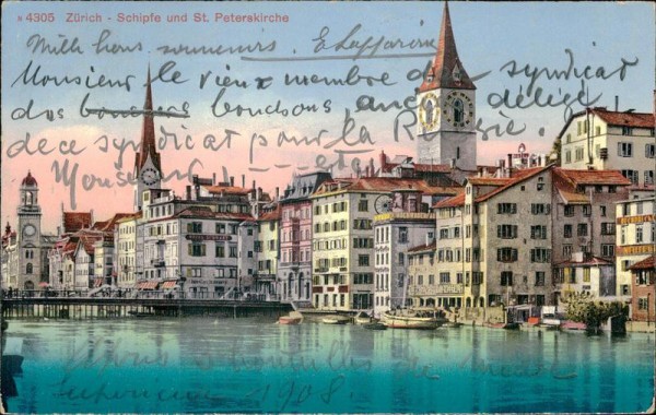 Zürich - Schipfe und St. Peterskirche Vorderseite