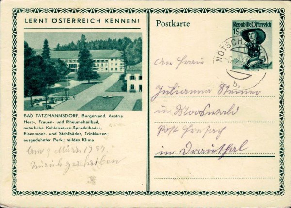 Bad Tatzmannsdorf, Burgenland, Postkarte Vorderseite