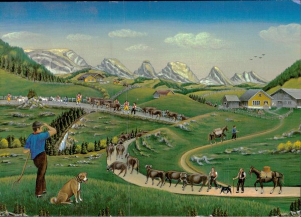 Alpfahrt, Bild von Willi Forrer, Wildhaus Vorderseite