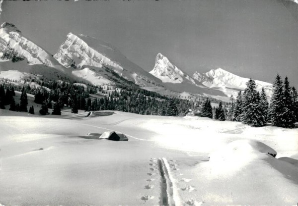 Skigebiet Obertoggenburg, Alp Sellamatt mit Churfirsten Vorderseite