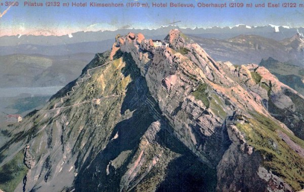 Pilatus, Hotel Klimsenhorn, Hotel Bellevue, Oberhaubt und Esel Vorderseite