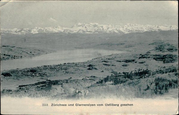 Zurichsee und Glarneralpen vom Uetliberg gesehen. Vorderseite