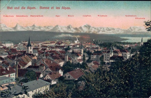 Biel und die Alpen Vorderseite