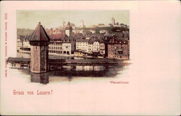 Gruss von Luzern - Wasserturm Vorderseite