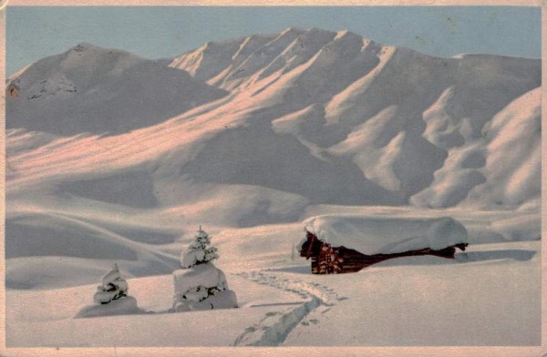 Winterlandschaft bei Adelboden. Blattihorn und Schalmigraf Vorderseite