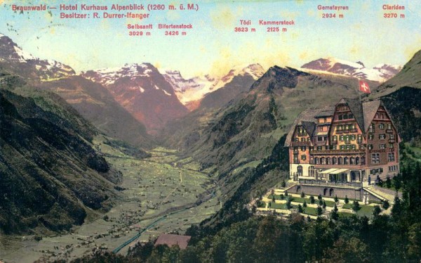 Braunwald, Hotel Kurhaus Alpenblick Vorderseite
