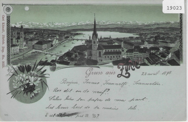 Gruss aus Zürich - Monschein-Litho 1898