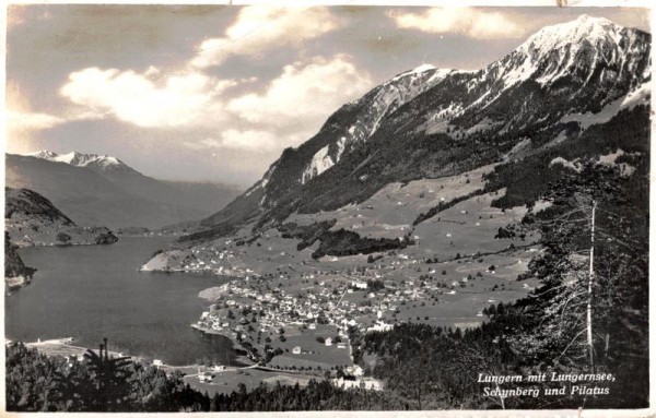 Lungern mit Lungernsee, Schynberg und Pilatus Vorderseite