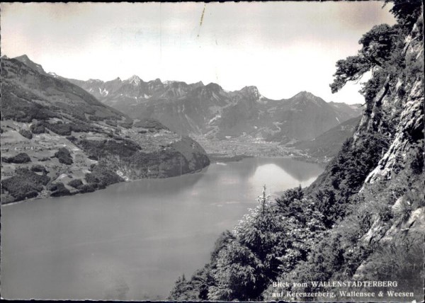 Blick vom Wallenstadterberg auf Kerenzerberg Wallensee & Weesen Vorderseite
