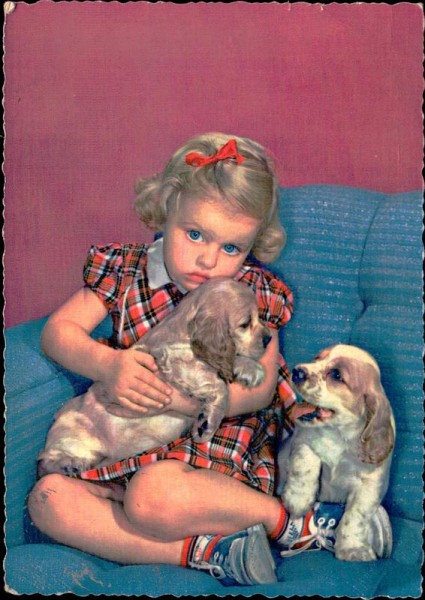 Kind mit Hunden Vorderseite