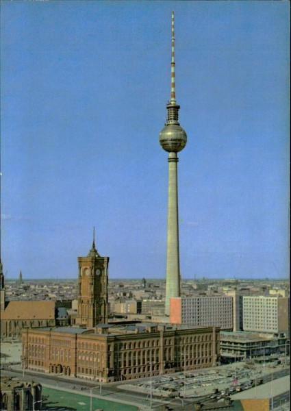 Berlin - Hauptstadt der DDR, Fernseh- und UKW-Turm der Deutschen Post Berlin Vorderseite