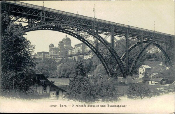 Bern, Kirchenfeldbrücke und Bundespalast Vorderseite