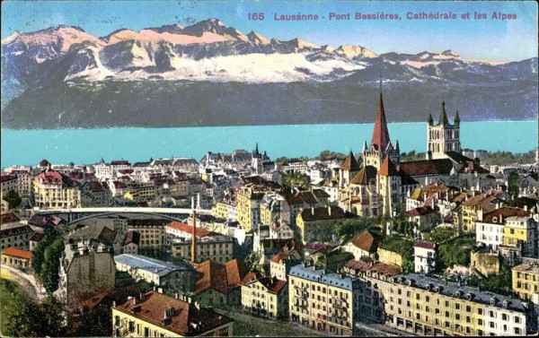 Lausanne - Pont Bessières, Cathédrale et les Alpes Vorderseite