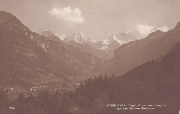 Interlaken Eiger Mönch und Jungfrau von der Heimwehfluh aus