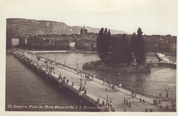 Genève - Pont du Mont Blanc et Ile J. J. Rousseau