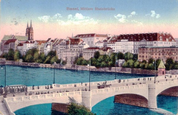 Basel. Mittlere Rheinbrücke Vorderseite