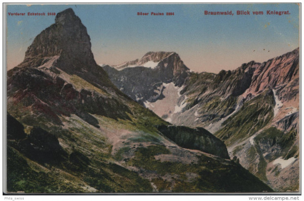 Braunwald - Blick vom Kniegrat - Vorderer Eckstock, Böser Faulen
