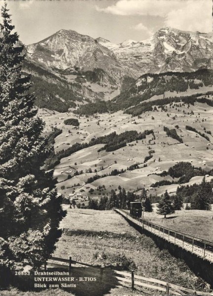 Drahtseilbahn Unterwasser-Iltios. Blick zum Säntis Vorderseite