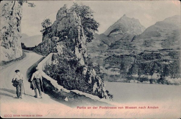 Partie an der Poststrasse von Weesen nach Amden Vorderseite