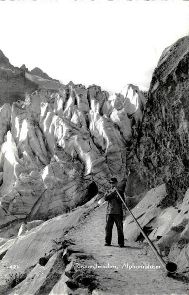 Rhonegletscher mit Alphornbläser Vorderseite