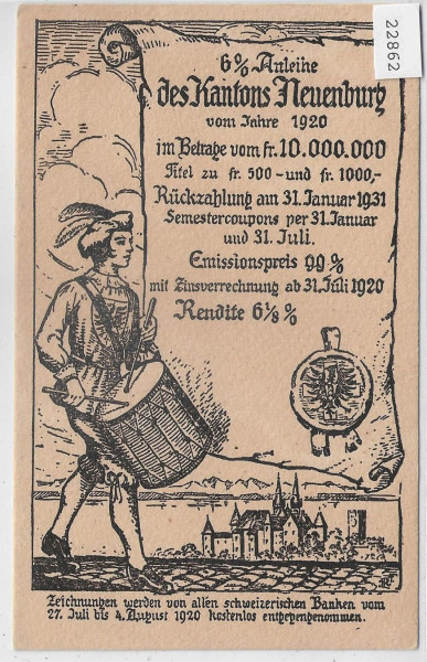 6% Anleihe des Kantons Neuenburg vom Jahre 1920