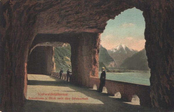 Vierwaldstättersee. Axenstrasse u. Blick nach dem Bristenstock. 1906 Vorderseite