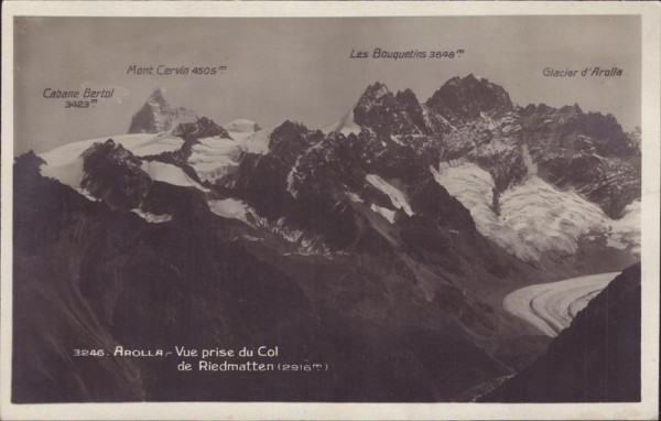 Arolla, Vue prise du Col de Riedmatten Vorderseite