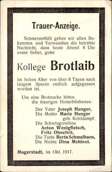 Kollege Brotlaib Vorderseite