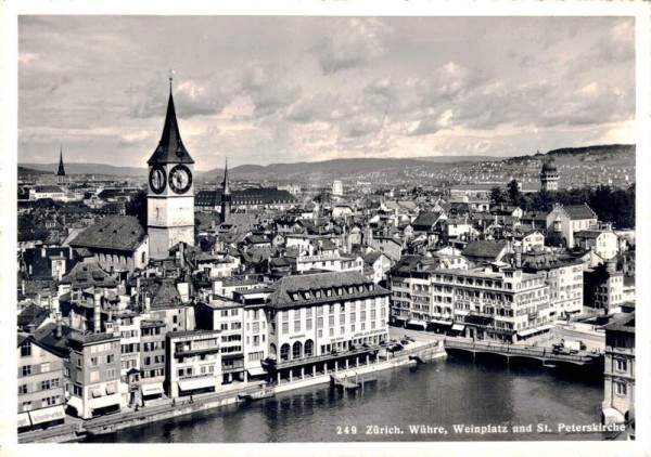 Zürich. Wühre, Weinplatz und St. Peterkirche Vorderseite