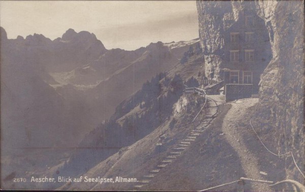 Aescher, Blick auf Seealpsee, Altmann Vorderseite
