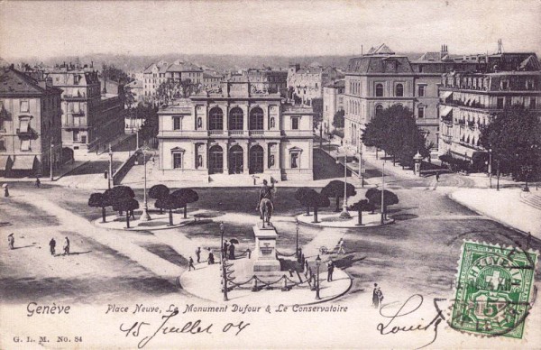 Genève Place Neuve le Monument Dufour & le Conservatoire