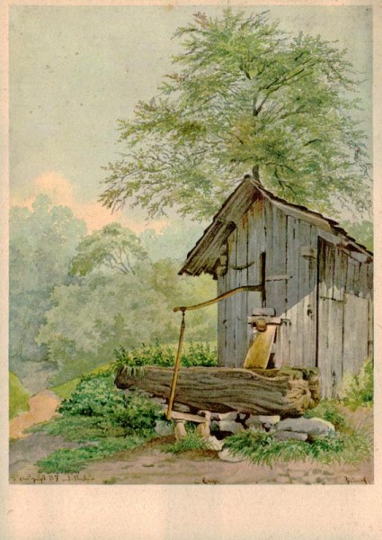 Bretterhütte mit Ziehbrunnen, Gottfried Keller Vorderseite