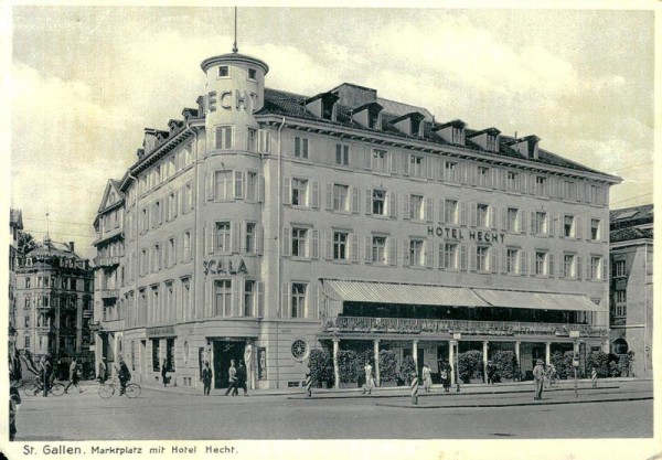 St.Gallen, Marktplatz mit Hotel Hecht Vorderseite
