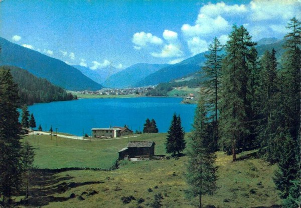 Davos. Davosersee und Blick auf Tinzenhorn Vorderseite