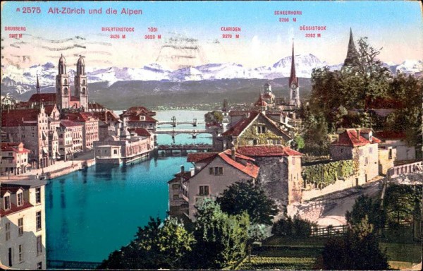 Alt - Zürich und die Alpen Vorderseite