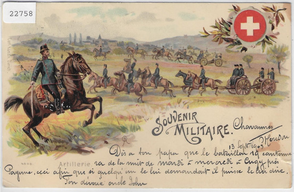 Souvenir Militaire - Artillerie - Litho