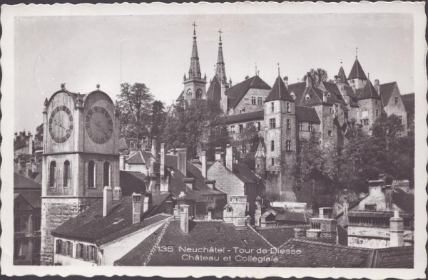 Neuchâtel - Tour de Diesse, Château et Colllégiale Vorderseite