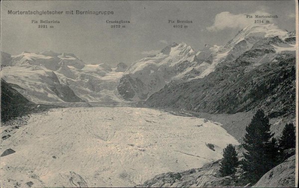 Morteratschgletscher mit Berninagruppe Vorderseite